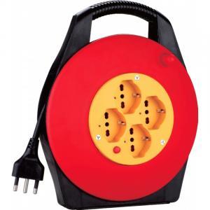 Avvolgicavo con prolunga 10mt 3g1.5mm con 4 uscite bivalenti