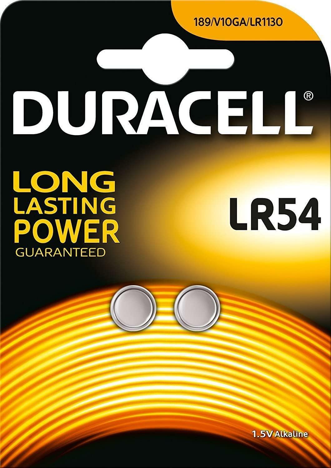 duracell batterie ossido di argento bottone, blister da 2 pz duracell 1,5v  lr54 - foto 1