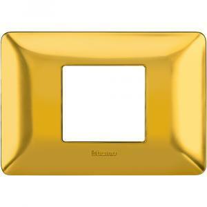 Placca 2 moduli centrati oro satinato serie matix