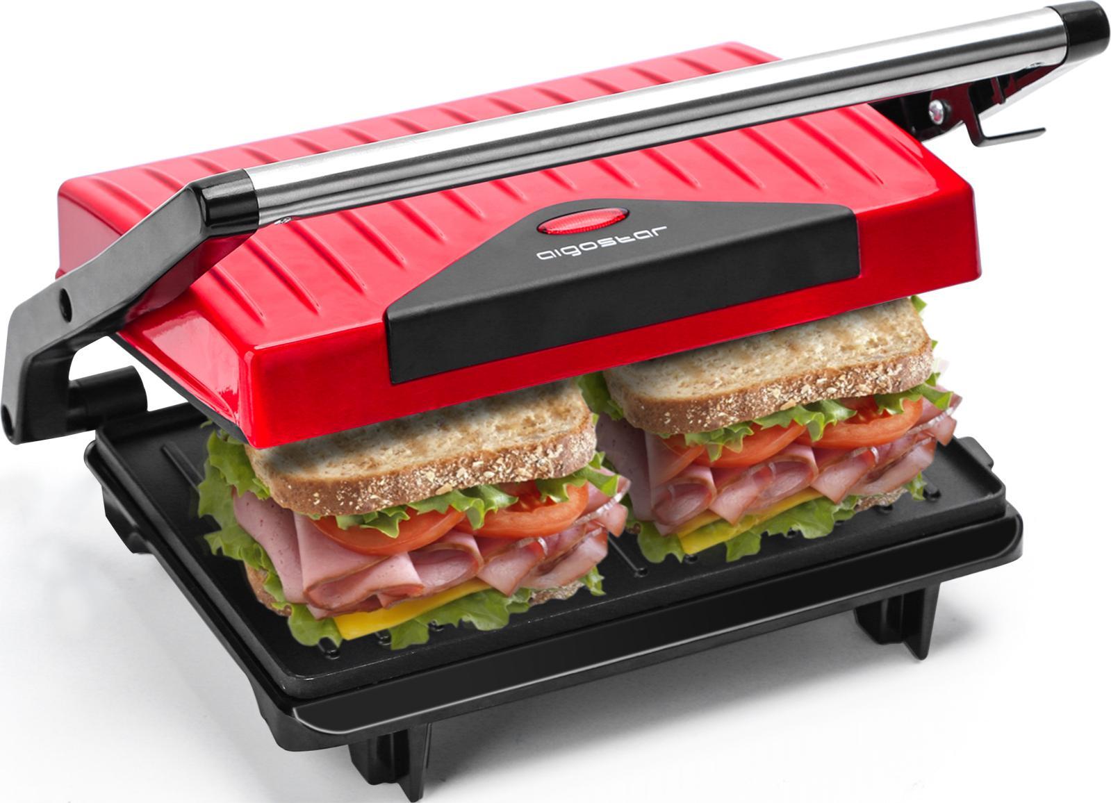 aigostar griglia elettrica, 700 watt, fredda al tocco, antiaderente, indicatore luminoso, rossa. - foto 1
