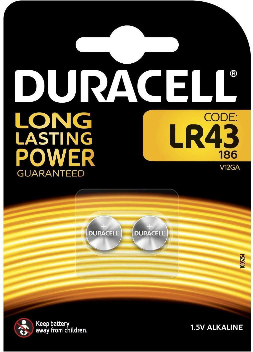 duracell batteria bottone alcalina, blister da 2 pz duracell 1.5v  lr43 - foto 1