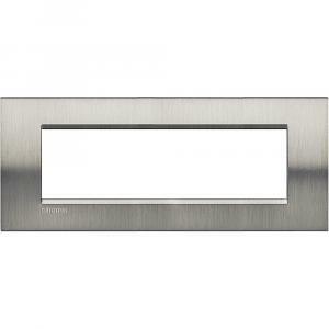 Placca 7 moduli acciaio spazzolato serie living light quadra