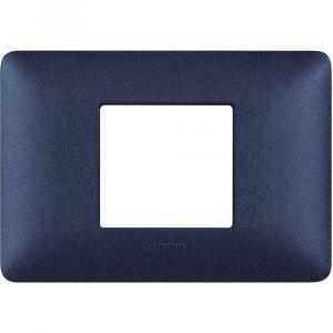 Placca 2 moduli centrati blu mercurio serie matix
