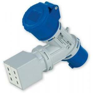 Adattatore moltiplicatore a 2 uscite con 2 spine 16a 2p+ 1 spina cee