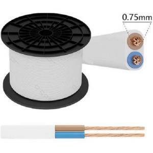 Cavo piatto 2x0.75mm bianco similgomma, matassa da 100 mt