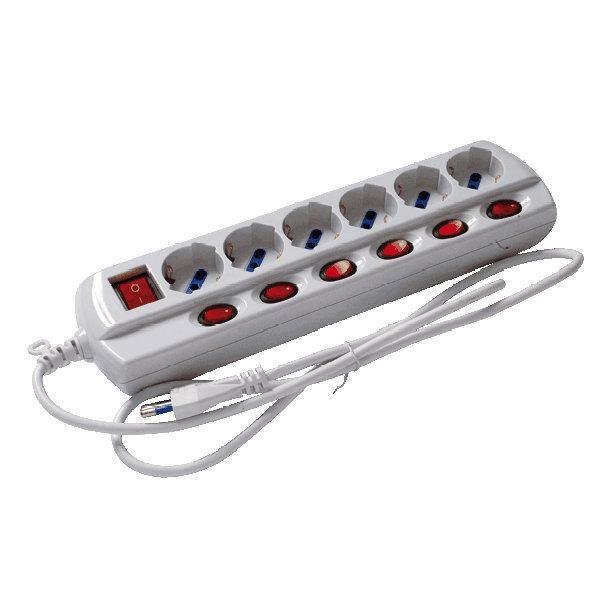f.a.i. multipresa 6 uscite schuko bivalenti con 6 interruttori e cavo 1.5m - foto 1