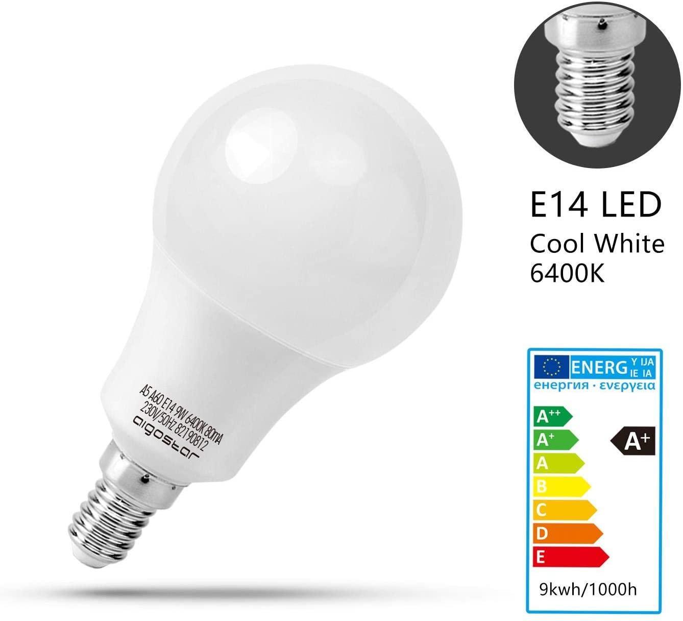 aigostar lampada led sfera opale e14 9w 6400k luce fredda - foto 2