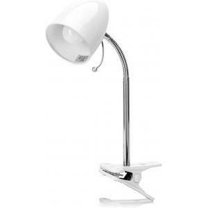 Lampada da tavolo e27 bianca con clip