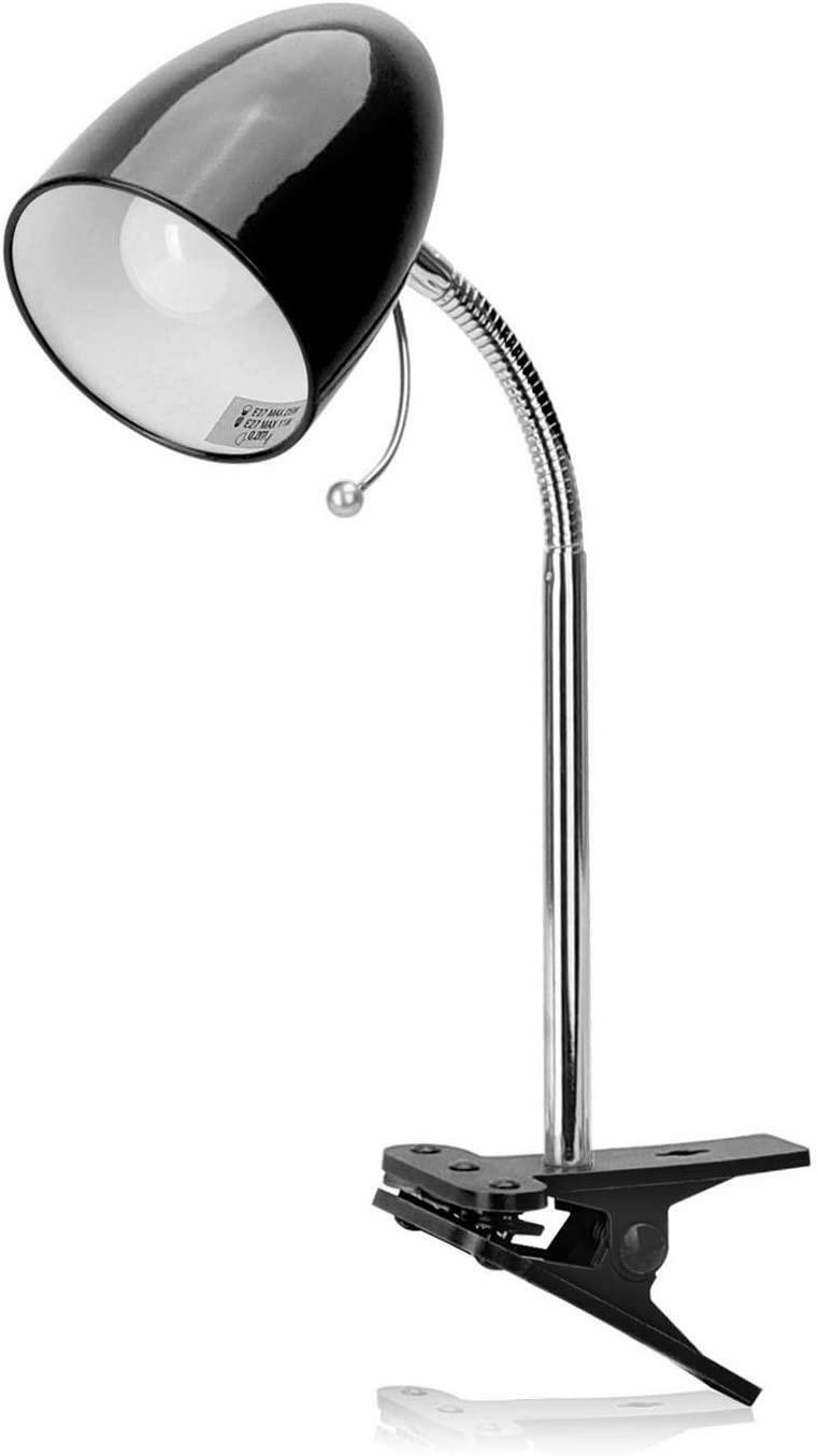 aigostar lampada da tavolo e27 nera con clip - foto 1