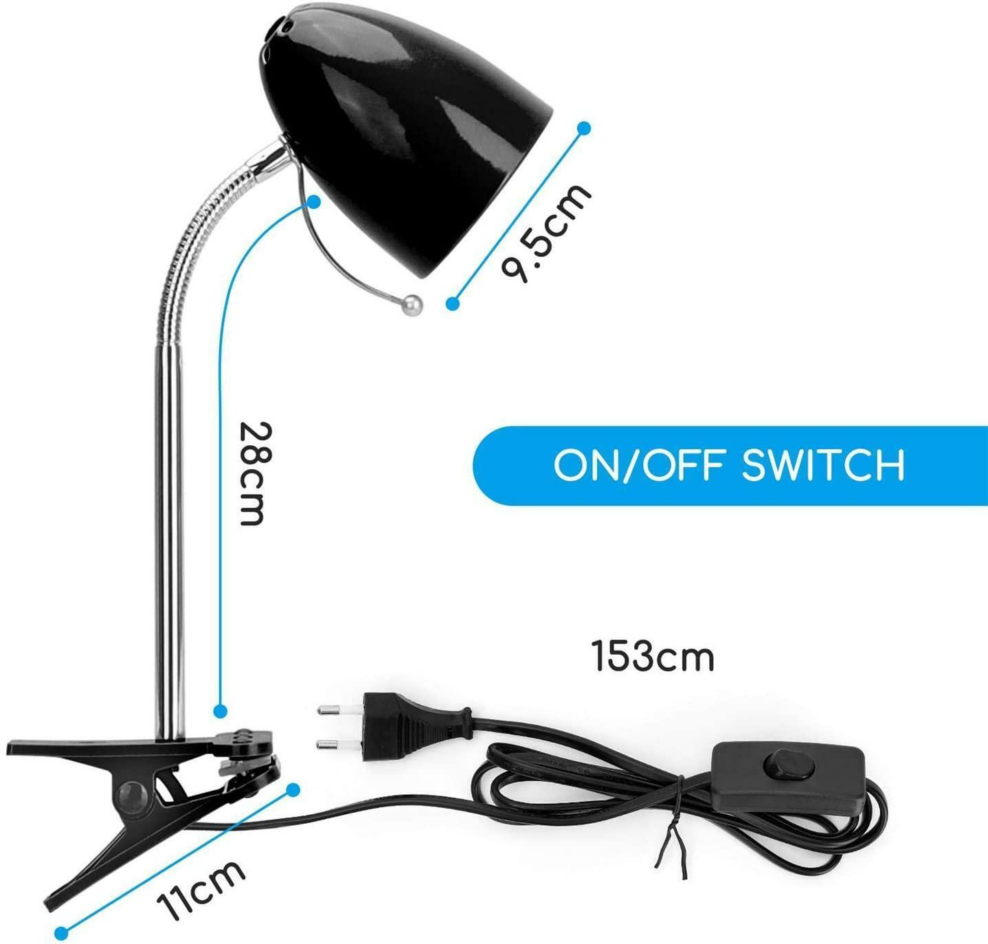 aigostar lampada da tavolo e27 nera con clip - foto 2