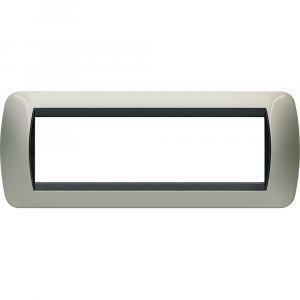 Placca 7 moduli titanio chiaro serie living light tonda