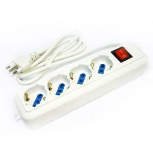 Multipresa con 4 uscite schuko trivalenti 10/16a con interruttore e cavo 5m