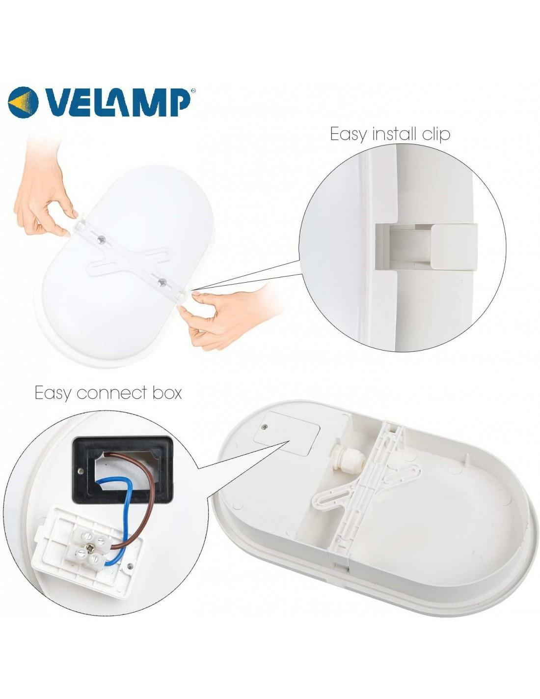 velamp plafoniera led 14w 1000lm 4000k ip54 doppia cover bianca/nero - foto 2