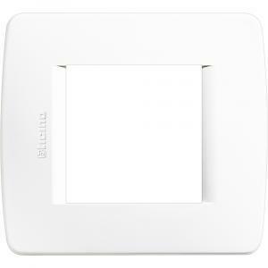 Placca 2 moduli centrati bianco serie luna