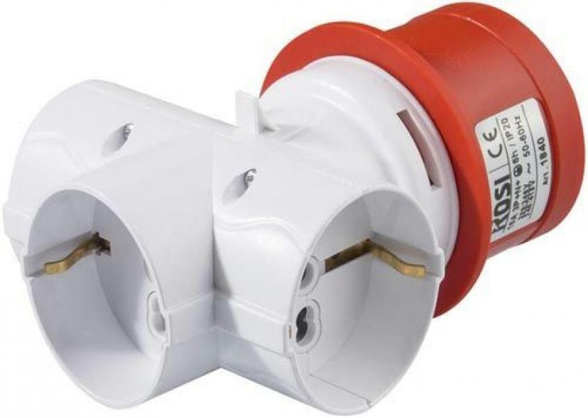 rosi adattatore spina industriale 3p+n+e 16a 400v- 3 prese schuko bip.10/16a - foto 1