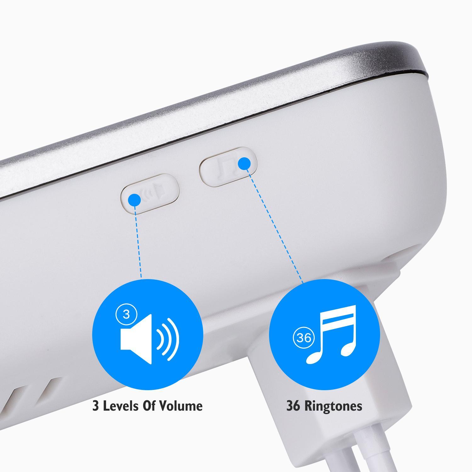 aigostar campanello wireless senza fili, portata 150m con 36 melodie e 3 livelli di volume - foto 3