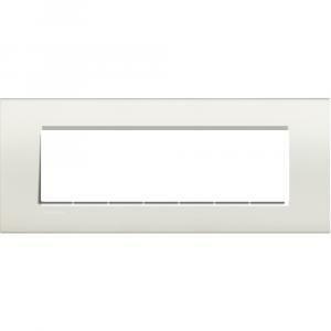 Placca 7 moduli bianco serie living light quadra