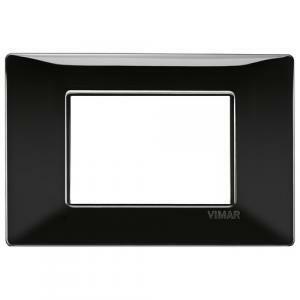 Placca 3 moduli nero serie plana