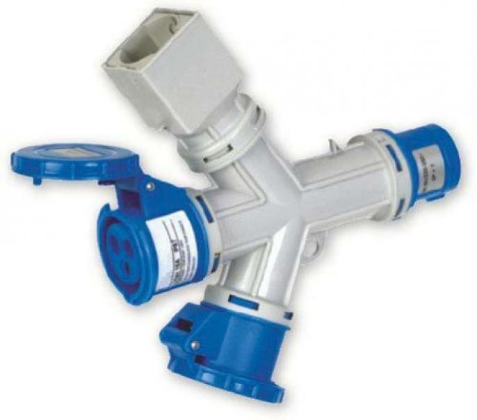 rosi adattatore moltiplicatore a 3 uscite con 1 spina schuko+2 industriali - foto 1