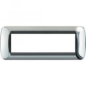 Placca 7 moduli cromo lucido serie living light tonda