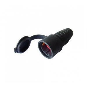 Presa volante schuko dritta in gomma 2p+t 16a nera