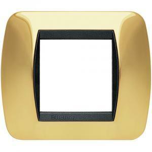 Placca 2 moduli oro serie living light tonda