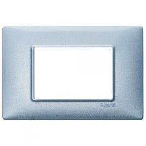 Placca 3 moduli blu metallizzato serie plana