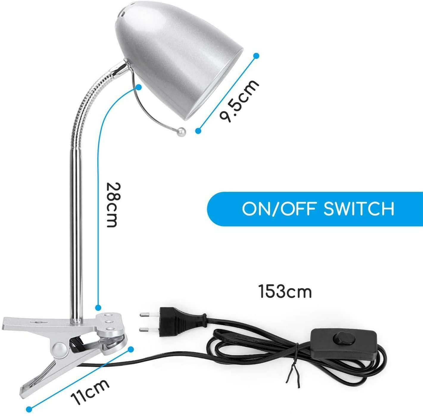 aigostar lampada da tavolo e27 silver con clip - foto 3