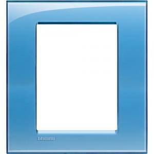 Placca 3+3 moduli azzurro serie living light quadra