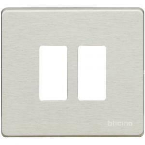 Placca 2 moduli alluminio serie magic