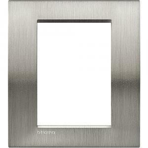 Placca 3+3 moduli acciaio spazzolato serie living light quadra