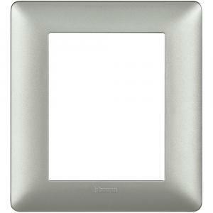 Placca 3+3 moduli silver serie matix