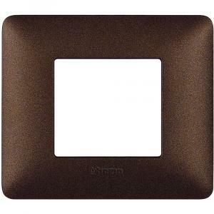 Placca 2 moduli marrone caffe' serie matix