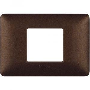 Placca 2 moduli centrati marrone caffe' serie matix
