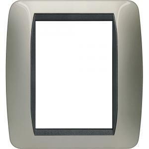 Placca 3+3 moduli titanio chiaro serie living light tonda