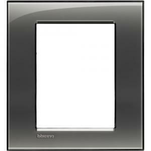 Placca 3+3 moduli fumo di londra serie living light quadra