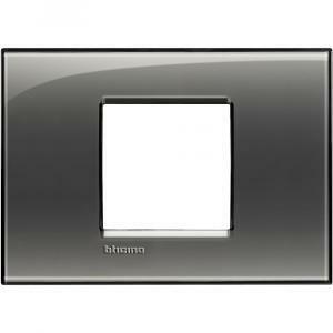 Placca 2 moduli centrati fumo di londra serie living light quadra