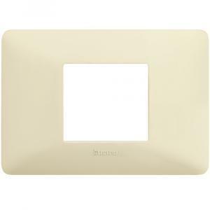 Placca 2 moduli centrati avorio serie matix