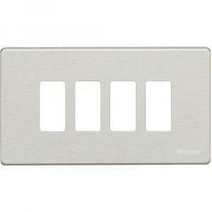 Placca 4 moduli alluminio serie magic