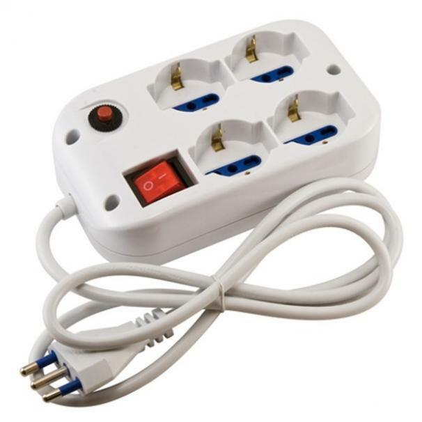 f.a.i. multipresa quadrata con 4 uscite schuko 10/16a con interruttore e cavo 1.5m - foto 1