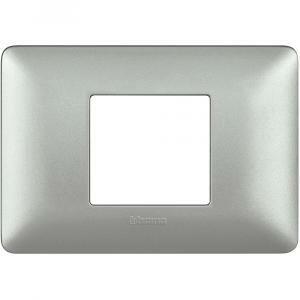 Placca 2 moduli centrati silver serie matix