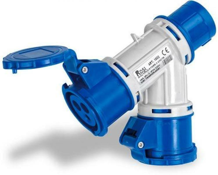 rosi adattatore moltiplicatore a 2 uscite con spina cee 16a ip44 - foto 1