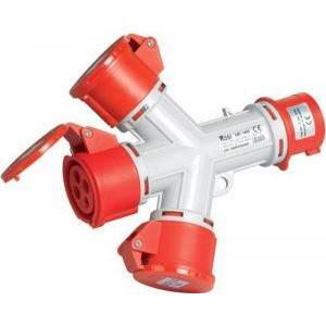 Moltiplicatore 3 prese cee 3p+t 16a rosso ip44 380v