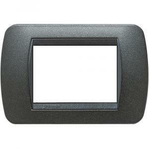 Placca 3 moduli nero grafite serie living light tonda