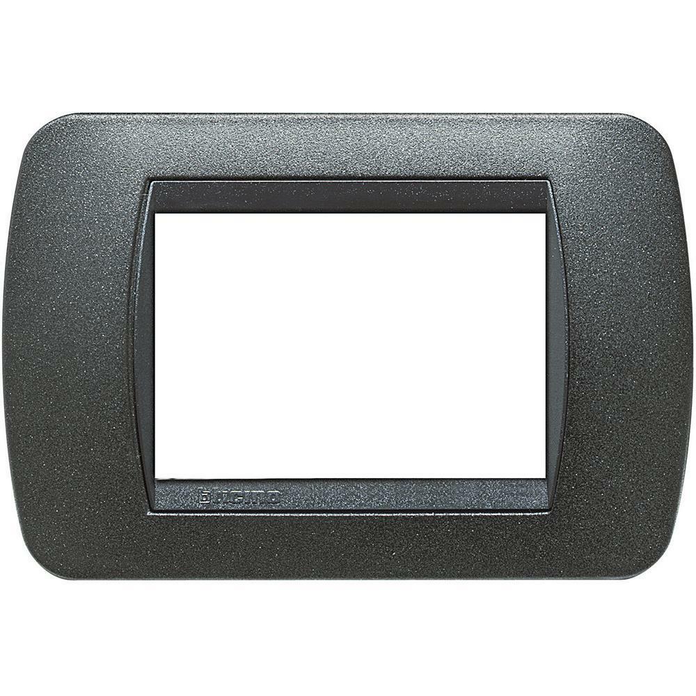 bticino placca 3 moduli nero grafite serie living light tonda - foto 1