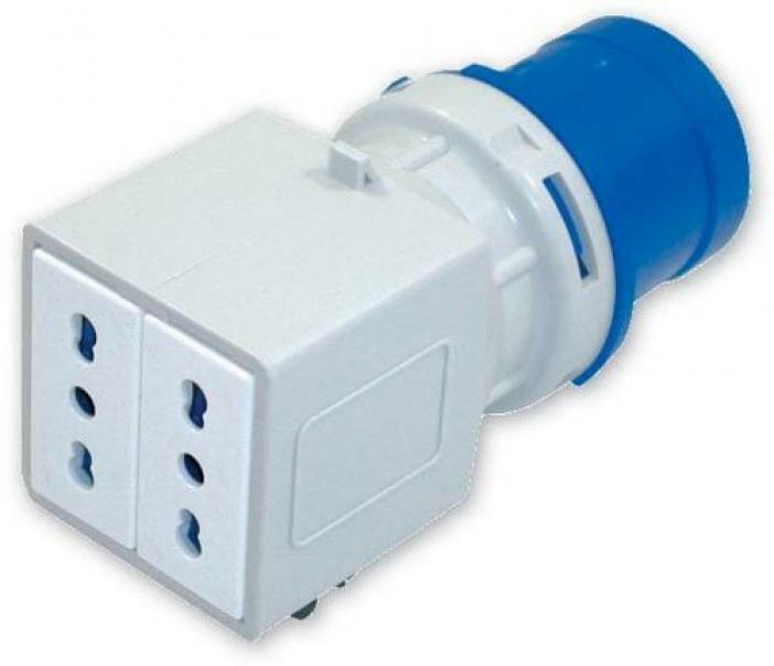 rosi adattatore spina industriale 2p+t 16a -2 prese it p17/11 bipolari 10/16a - foto 1