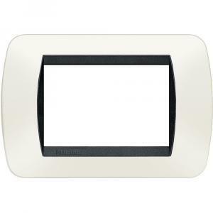 Placca 3 moduli bianco serie living light tonda
