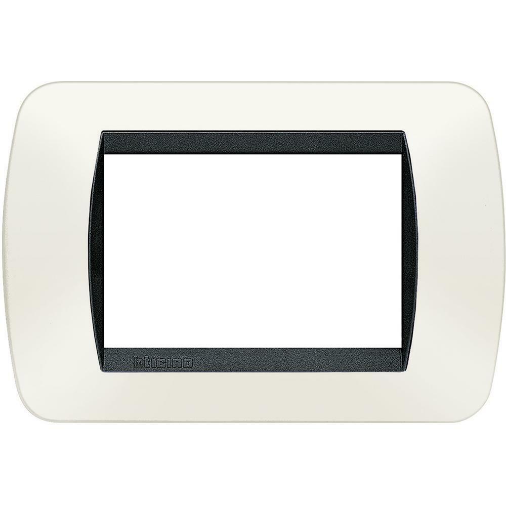 bticino placca 3 moduli bianco serie living light tonda - foto 1