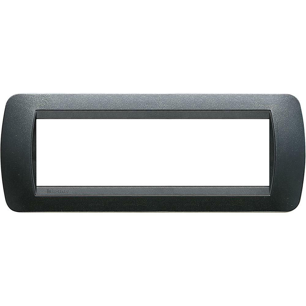 bticino placca 7 moduli acciaio scuro serie living light tonda - foto 1