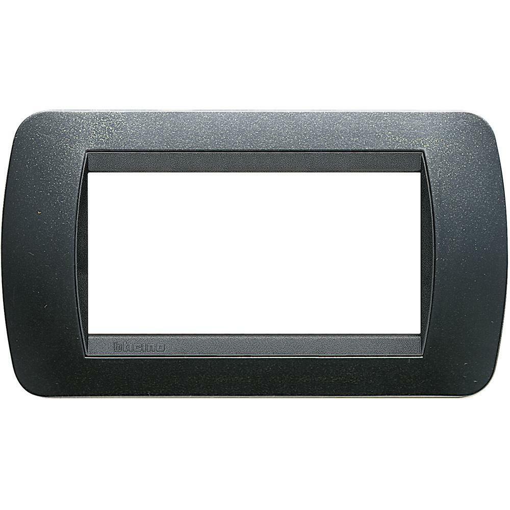 bticino placca 4 moduli acciaio scuro serie living light tonda - foto 1